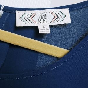 Pink Rose - Blue short sleeve blouse